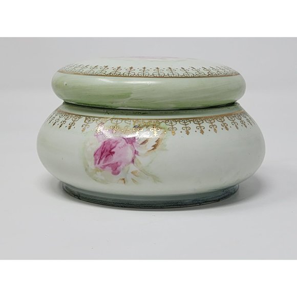 Antique Hand Painted Roses Nippon Powder/Trinket Bowl With Lid - Picture 4 of 11